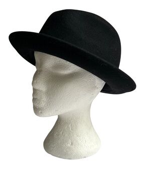 Gottmann Fedora Hat Black Size M Player 100% Wool Made in Italy New NWT